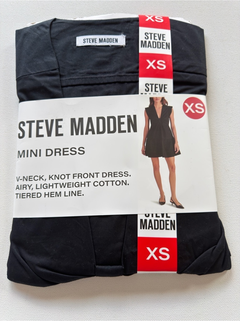 NWT Women's Steve Madden Black Mini Dress Cotton XS (G4)